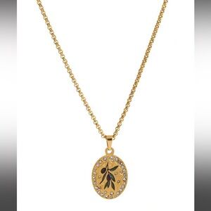 Gold Olive Branch Pendant Necklace N1306